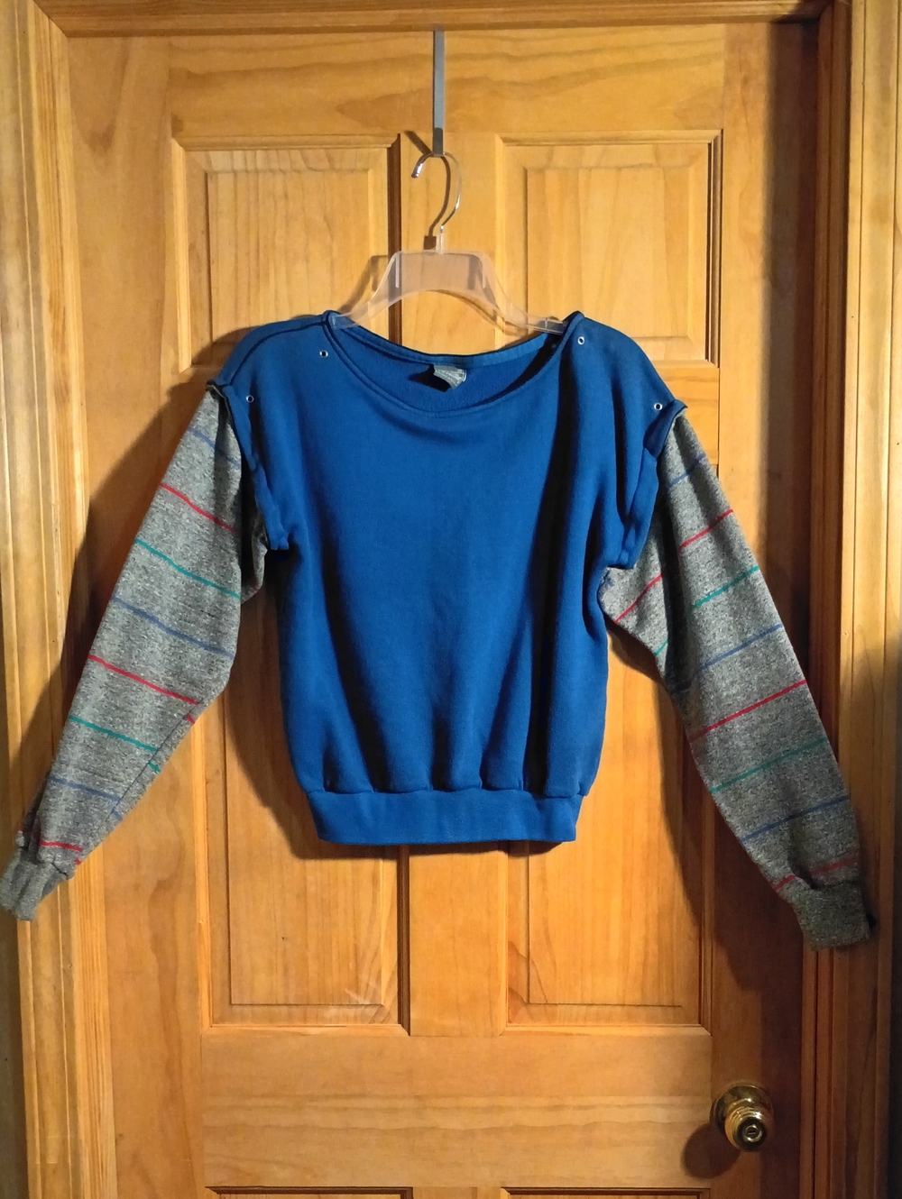 Vintage Le Tigre Royal Blue Crewneck with Gray Striped Sleeves